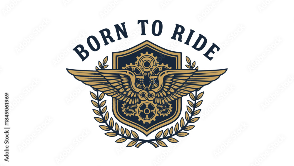 Naklejka premium Motivational motorcycle emblem conveying the spirit of adventure and freedom