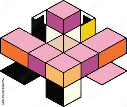 Geometric brutalism using rigid square modules