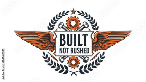 mechanical engineering emblem emphasizing craftsmanship and resilience