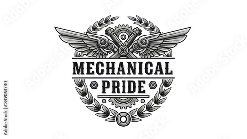 Intricate mechanical emblem symbolizing pride in engineering craftsmanship