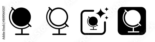 Globe with stand icon showing rotating earth and location in black transparent vector illustration