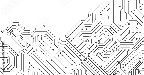 Abstract grey circuit pattern on white technology futuristic background. 