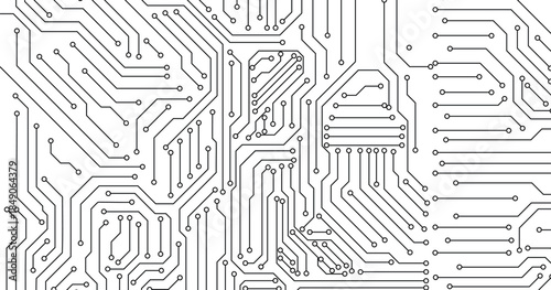 Abstract grey circuit pattern on white technology futuristic background. 