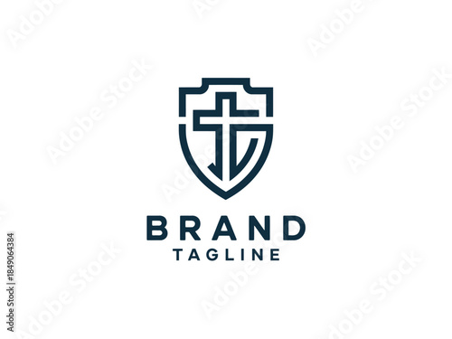 Christian Cross Shield Logo Design