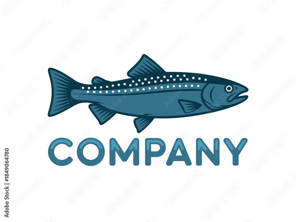 Fototapeta premium Blue Fish Company Logo Design