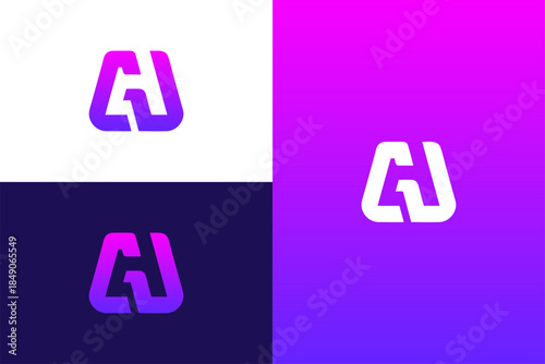  Initials letter AU logo design vector illustration
