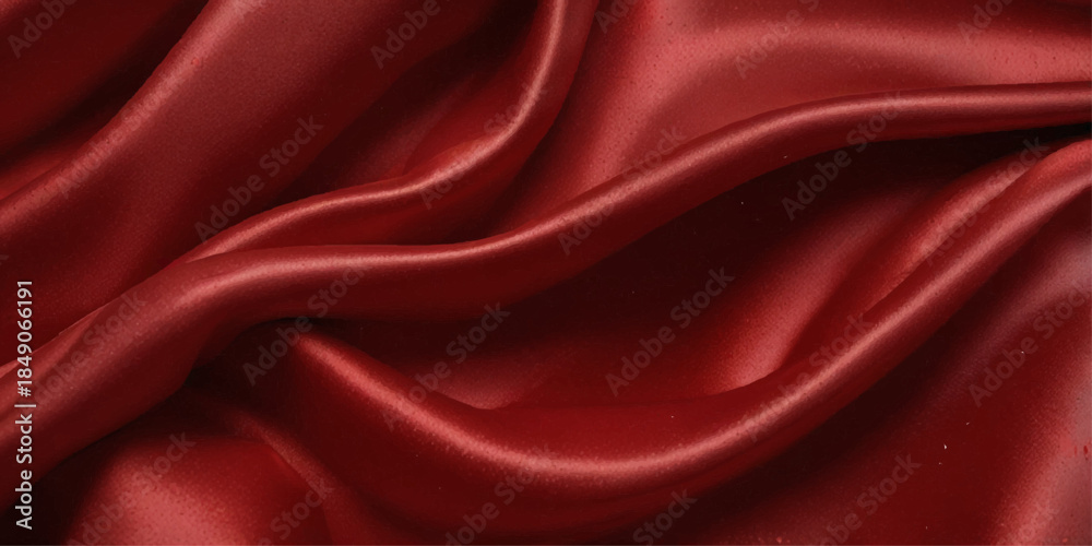 Obraz premium Luxurious flowing Red metallic satin texture with shiny folds, reflective light, smooth abstract fabric surface and elegant glamorous red background design