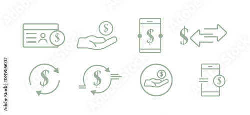 financial transaction icons. circular arrows representing money exchange and financial transaction. payment for business, banking and web design.