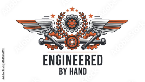 Industrial-style emblem highlighting craftsmanship and mechanical artistry