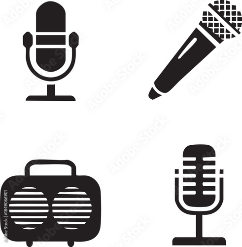 Microphone Icons set. variant microphone icon. Karaoke mic. Podcast microphone. web and mobile icons. vector illustration