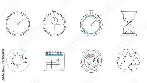 Collection of Time and Cycle Related Icons.