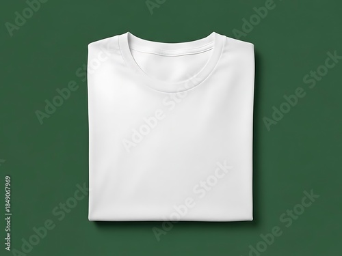 White T Shirt on Green Background.