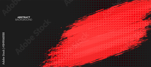 Black and red abstract grunge background with halftone. Minimal geometric. Modern futuristic concept. Suit for cover, header, business, presentation, corporate, website, flyer