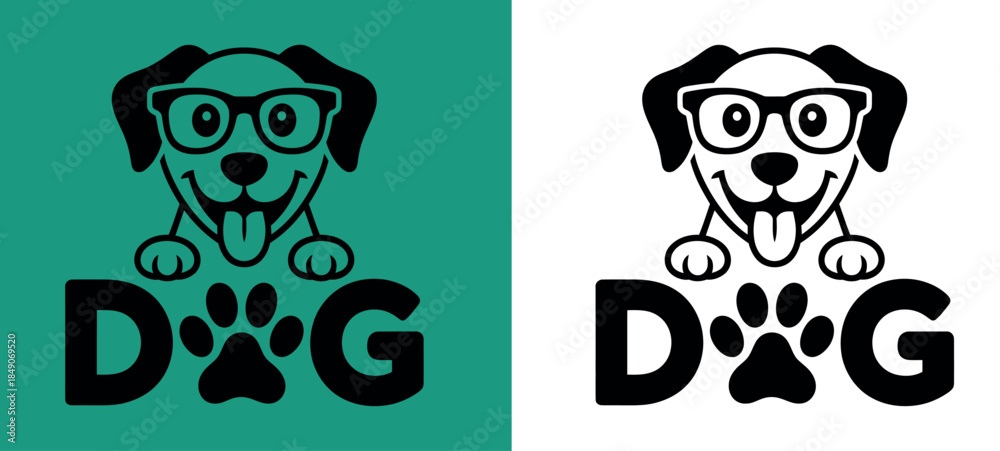Fototapeta premium Playful Dog Logos with Glasses