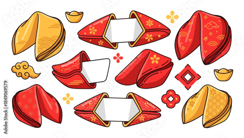 Colorful traditional Chinese lanterns and accessories for festivals