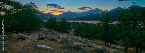 Dawn at Rocky Mountain National Park with Moraine valley.