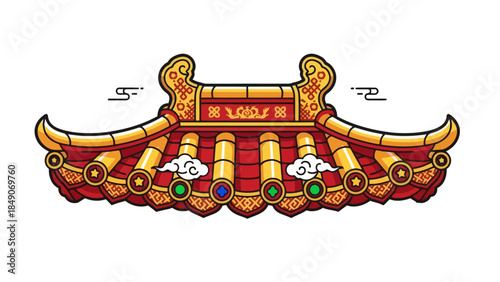 Traditional Asian-style ornate roof design with vibrant colors and intricate