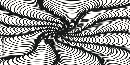 Hypnotic Black and White Optical Illusion Swirl.