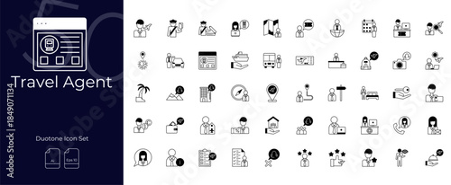 Travel Agent Duotone Editable Icons set