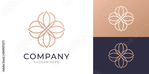 Luxury floral geometric logo with elegant lines