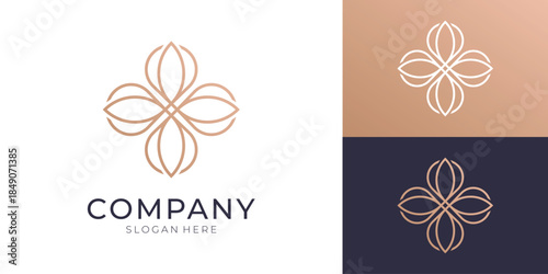 Elegant minimalist petal geometric flower logo design