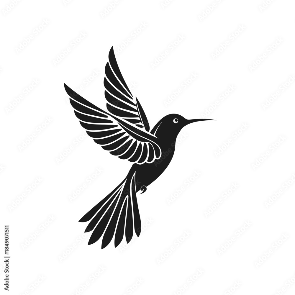 Obraz premium Elegant Hummingbird Silhouette Illustration