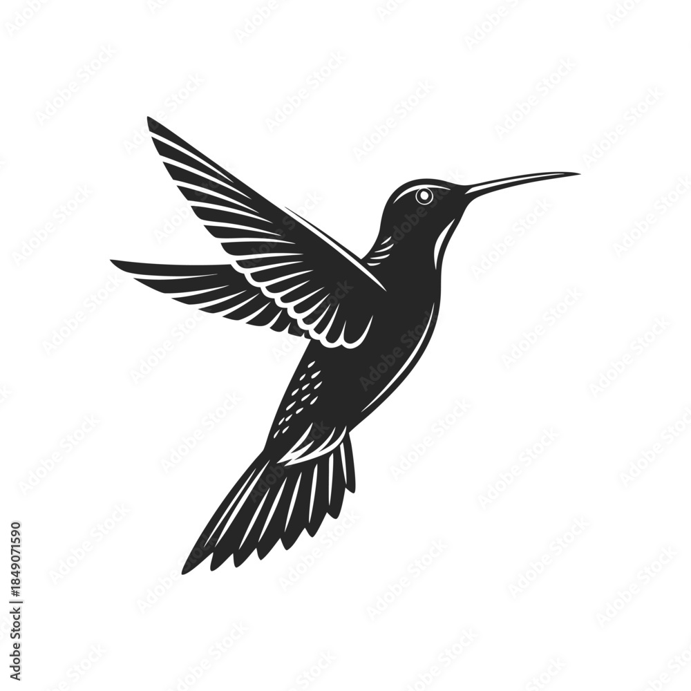 Fototapeta premium Hummingbird Silhouette Flying Vector Illustration