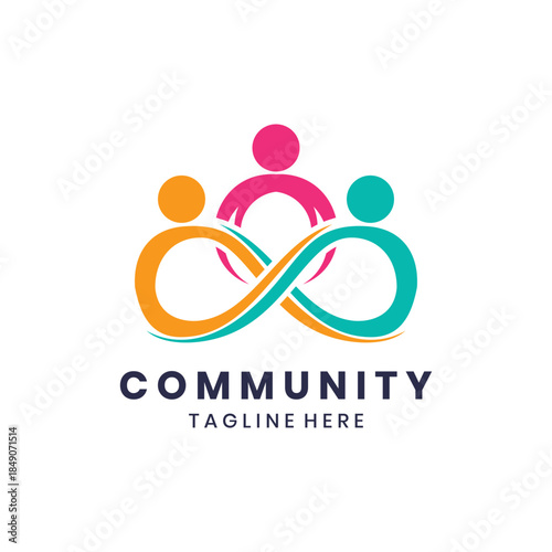 Abstract community logo with three people and infinity symbol