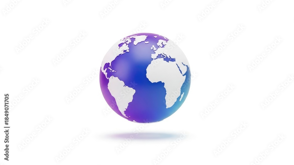Fototapeta premium 3D Gradient Earth Globe with White Continents Isolated