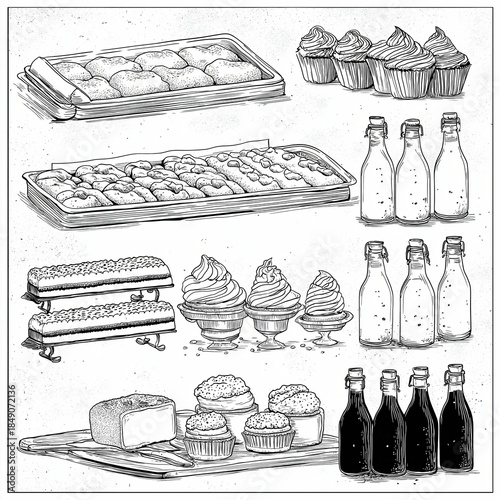 set of collection of breakfast