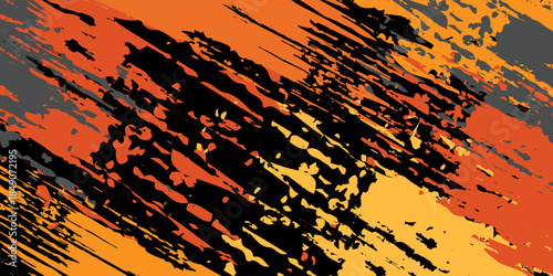 Sublimation jersey design vector brush modern grunge camouflage background paint splash splashes bold stripes brush orange stripes abstract. eps 10