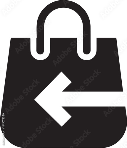 Shopping bag with return arrow icon