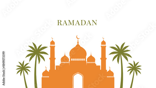 Elegant Muslim Mosque During Ramadan with Palm Trees for Spiritual Reflection