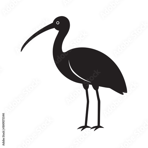 Flat Style Ibis Standing Wading Bird Silhouette