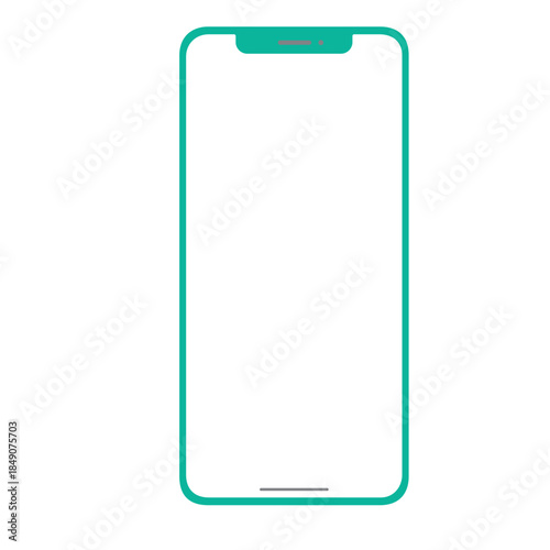 Realistic smartphone mockup. Mobile phone vector with isolated on white background. Device front view. 3D mobile phone with shadow. Realistic, high quality smart phone mockup for ui ux presentation.