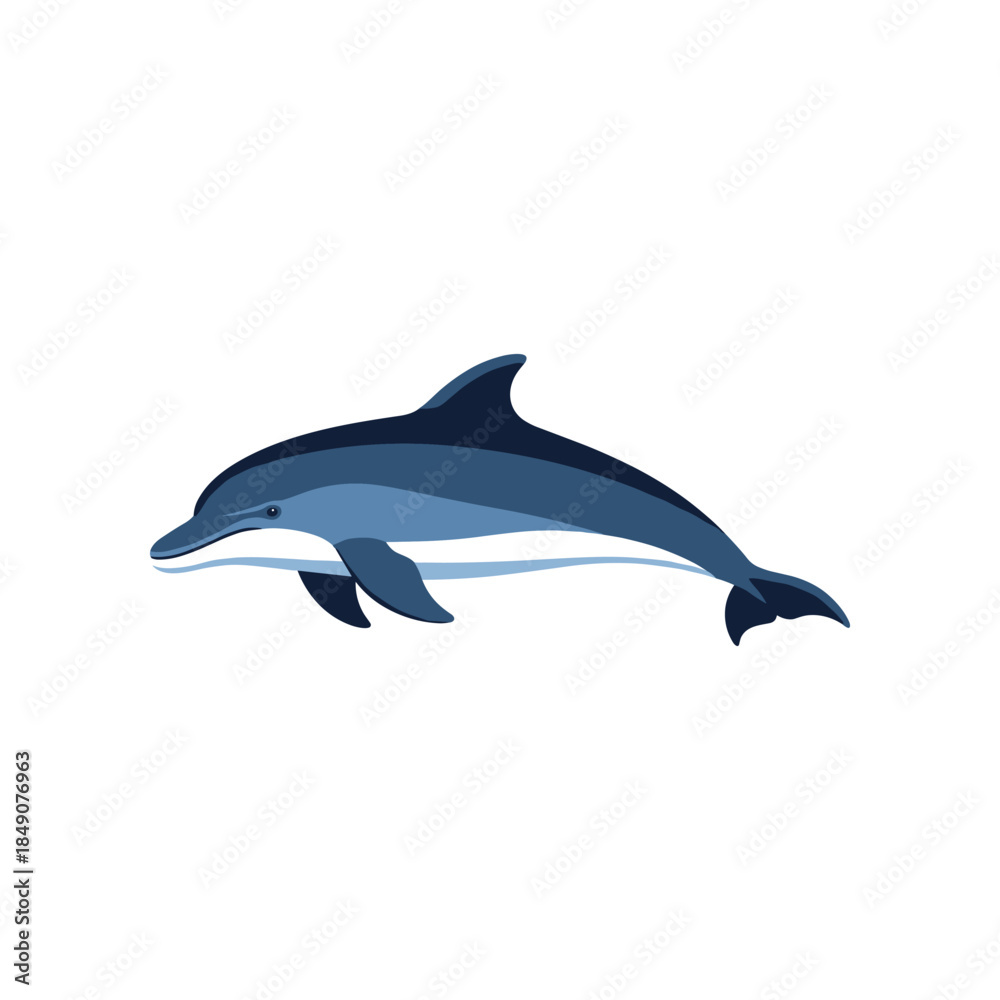 Fototapeta premium A sleek blue dolphin gracefully swimming through clear water.