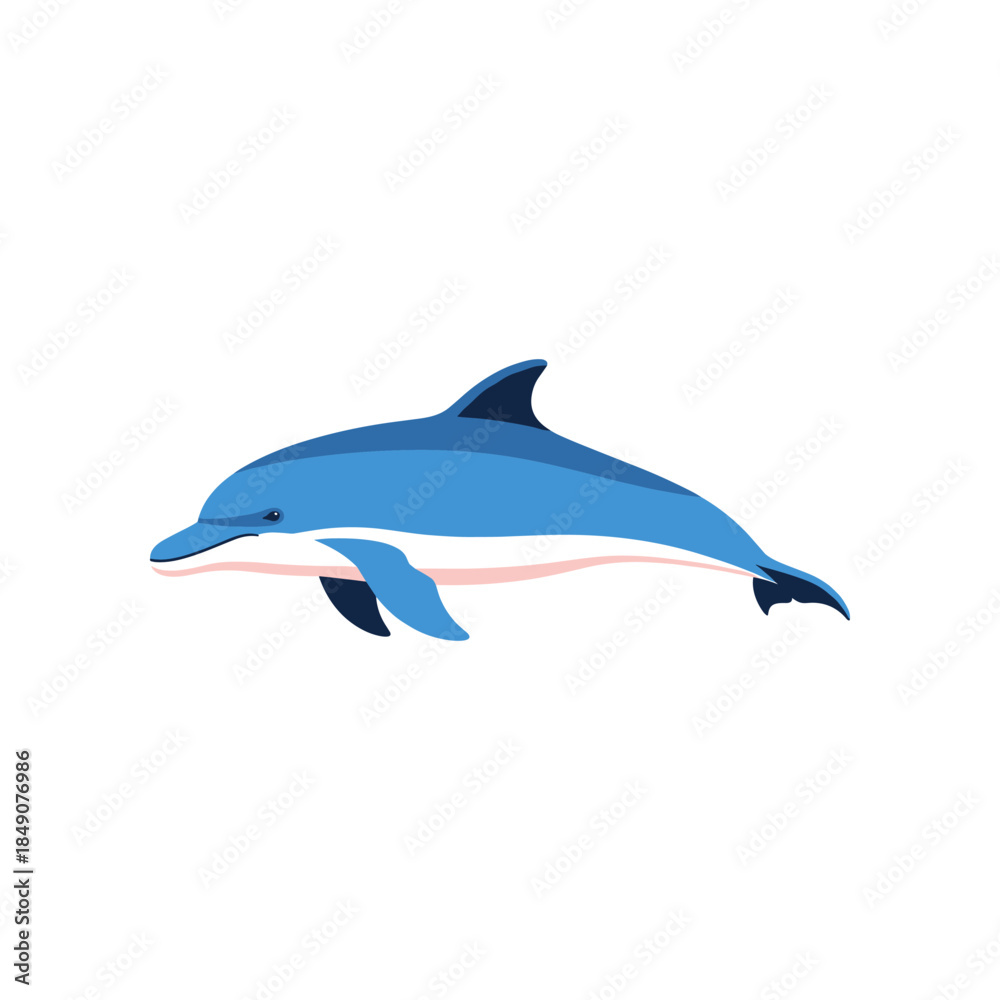 Obraz premium A sleek blue dolphin gracefully swims through clear blue water.