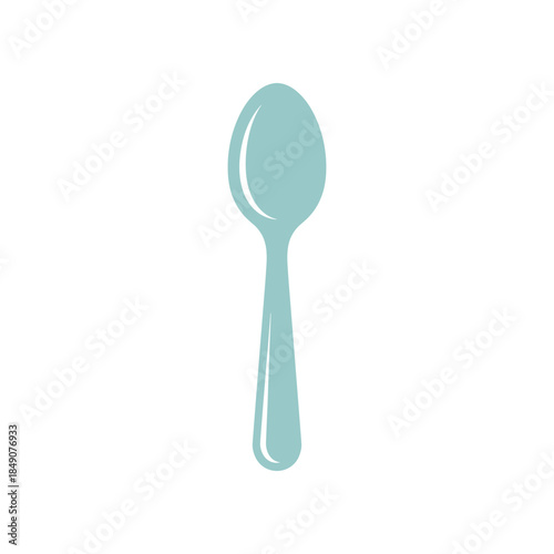 A Simple Light Blue Spoon Isolated on a White Background.