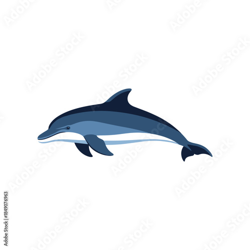 A sleek blue dolphin gracefully swimming through clear water.