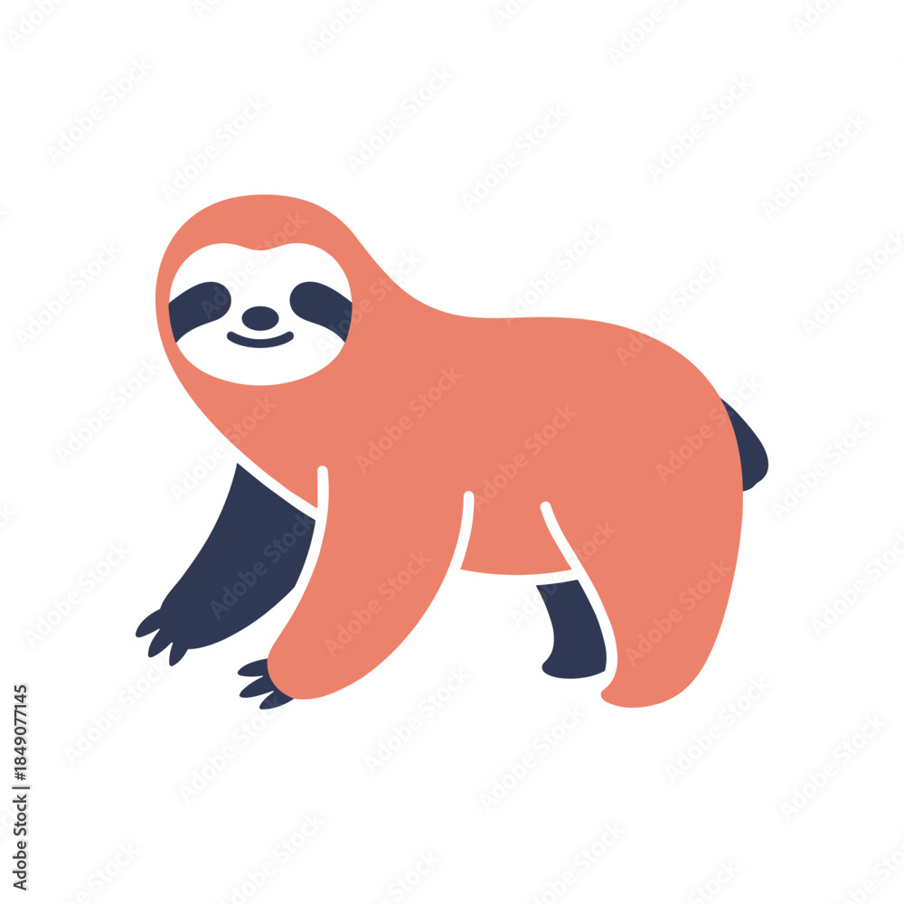 Obraz premium Adorable friendly sloth character vector illustration.