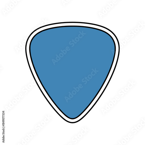 Blue guitar pick isolated on white background.