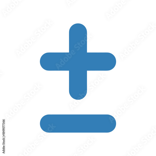 Blue plus and minus symbols representing addition and subtraction concepts.