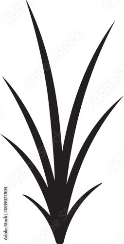 Black stylized grass blades on white background plant nature