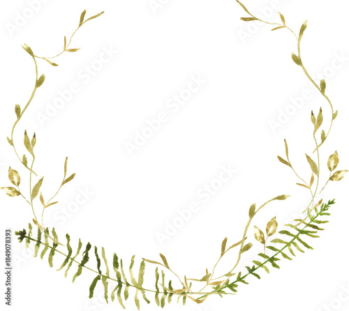 Delicate Botanical Greenery Watercolor Wreath