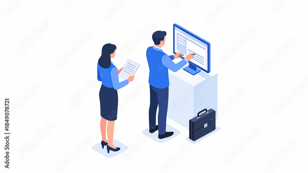 Obraz premium Business people working on computer