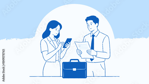 Business meeting with phone and documents