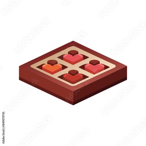 Valentine Chocolate Gift Box With Heart Shapes