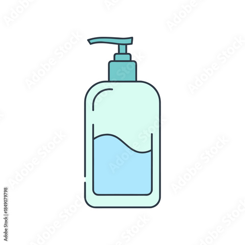 Illustration of a bottle of hand sanitizer with pump dispenser.