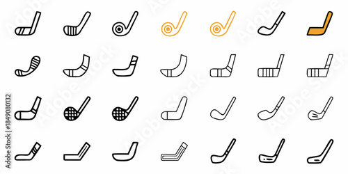 Golf Club Vector Icons Set, Various Golf Swing Illustrations, Golfing Equipment Symbols