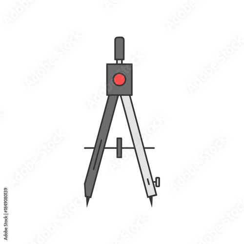 Illustration of a Drawing Compass Tool for Geometry and Technical Drawing.